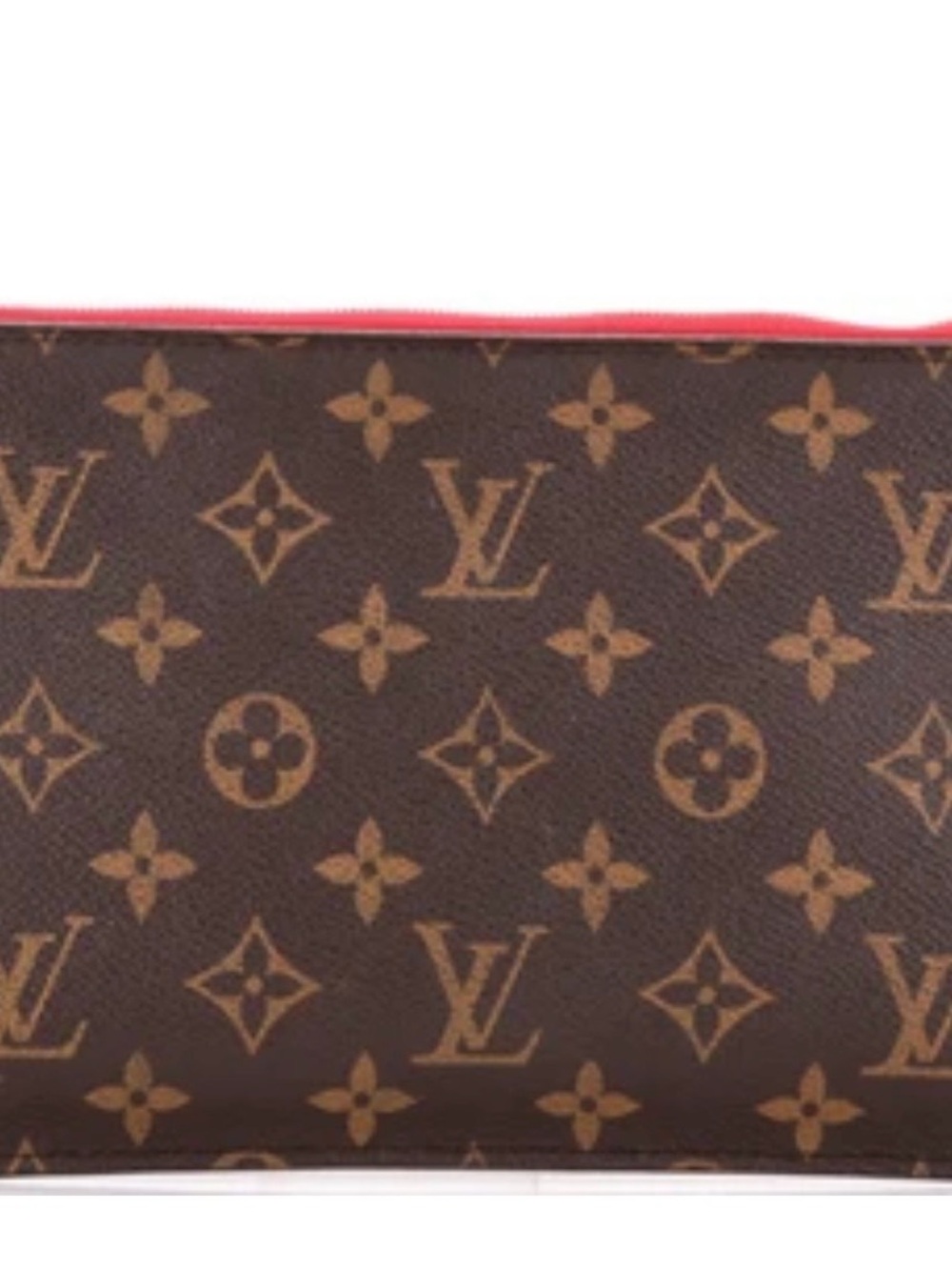 Louis Vuitton Brown Monogram Clutch with Pink Trim